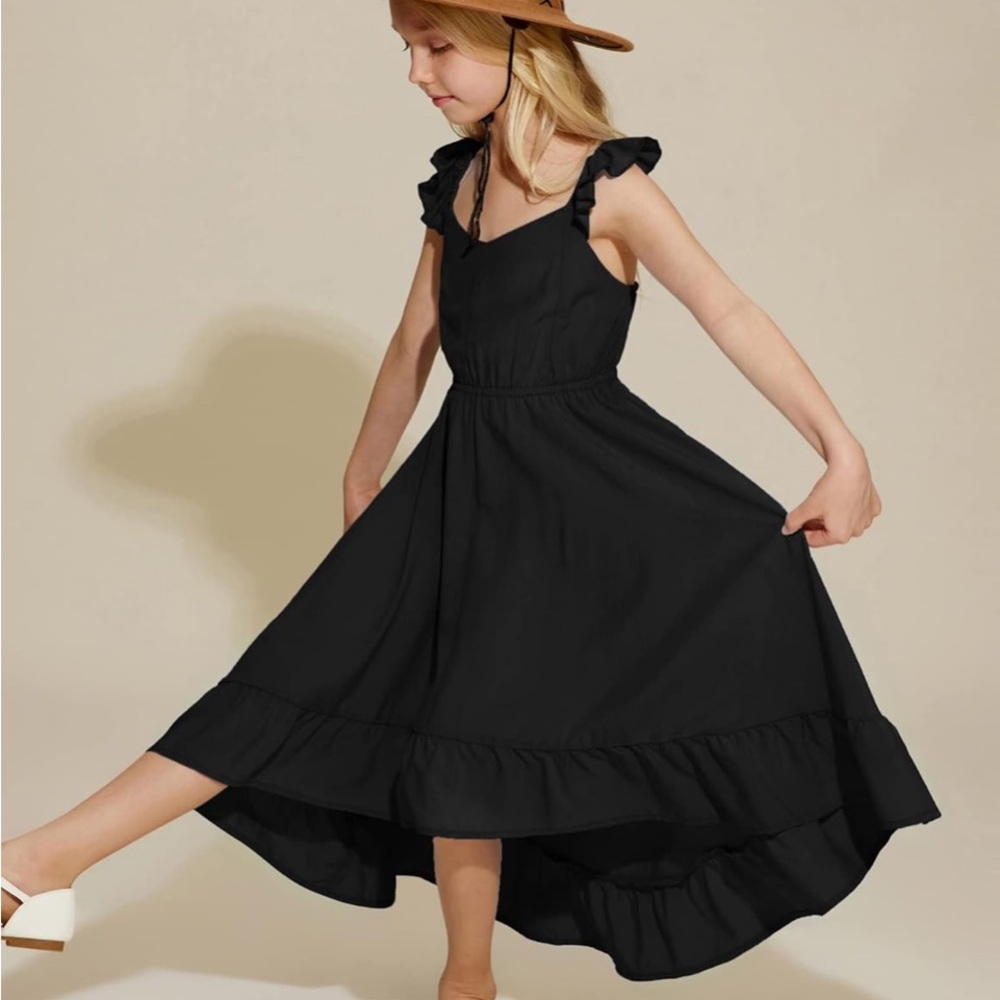 SCARLET DARKNESS GIRLS RUFFLE TRIM SUN DRESS